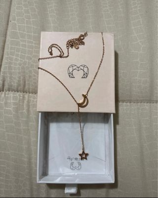 Collana acciaio inox oro rosa luna stella