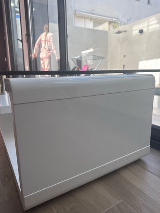 Mesa de centro cristal y blanco