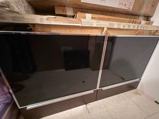 Mueble de salón negro y marrón madera maciza