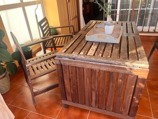 Mesa extensible terraza + 2 sillones madera