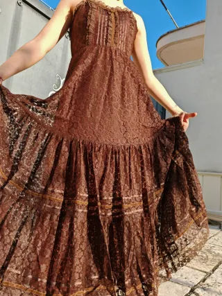 Maxi dress Fairy romantic marrone e oro