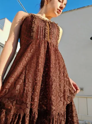 Maxi dress Fairy romantic marrone e oro