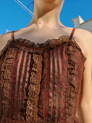 Maxi dress Fairy romantic marrone e oro