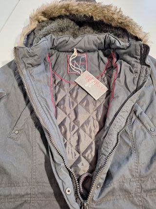 Abrigo gris mujer capucha talla XL (NUEVO)