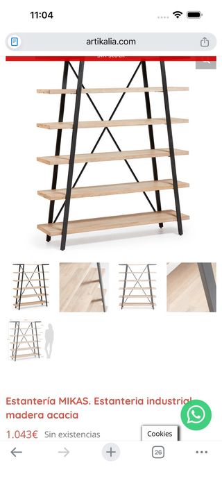 Estantería Industrial Madera Acacia y Metal nueva.