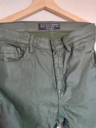 Pantalones Stradivarius Talle Alto Verde Talla S