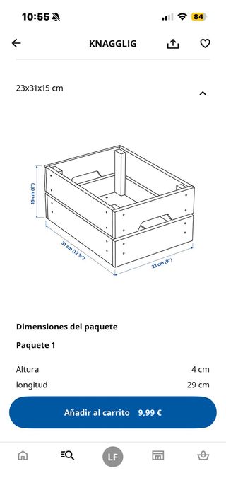 Caja de madera Ikea KNAGGLIG