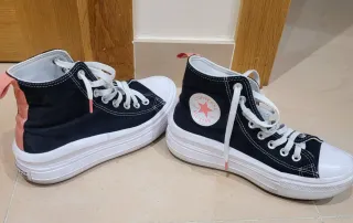 Converse Chuck Taylor Move Hi Negras y Rosas