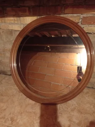 Espejo redondo madera y cristal