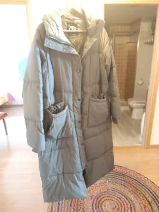 Plumífero Largo Zara Marrón grisaceo/verde oliva M