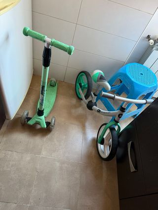 Patinete y Bicicleta de Equilibrio Verdes