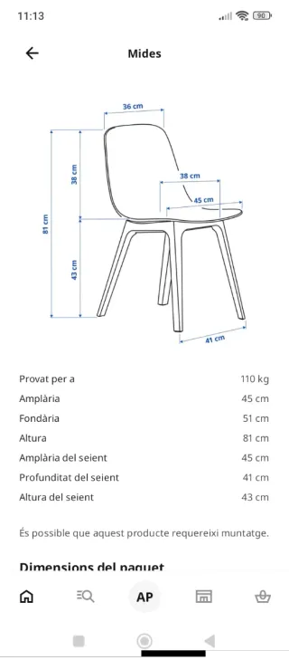Sillas Ikea comedor gris antracita (pack 6)