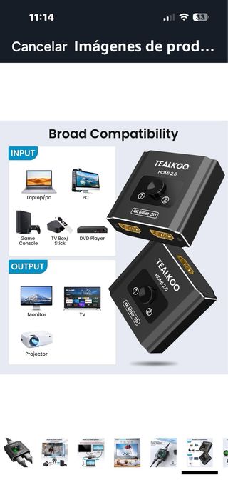 Interruttore HDMI 2.0 TEALKOO 4K 60Hz 3D