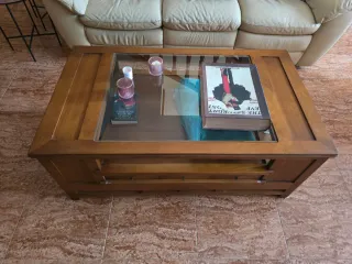 Mesa de centro madera y cristal