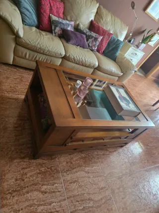 Mesa de centro madera y cristal