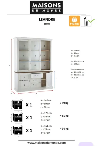 Alacena vintage madera blanca y cristal