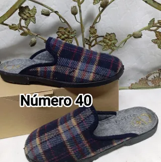 Zapatillas de casa hombre cuadros talla 40