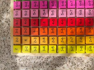 Tabla de sumas de madera y letras mayusculas