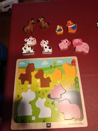 Figuras de animales de madera para puzzle