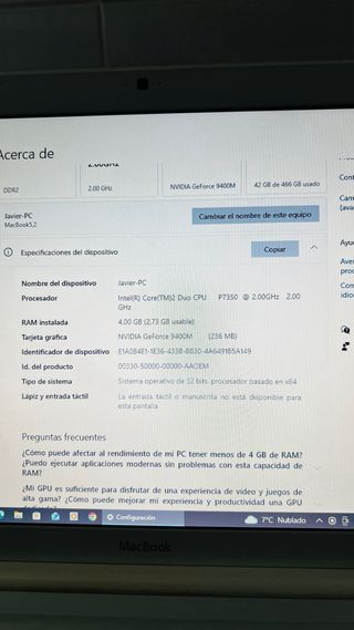 Portátil Apple Blanco