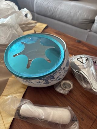 Set fondue bianco e blu