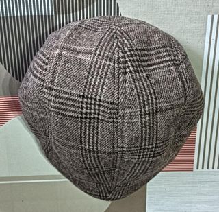 Berretto a quadri uomo grigio e marrone