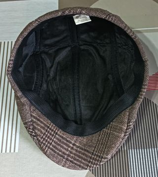 Berretto a quadri uomo grigio e marrone