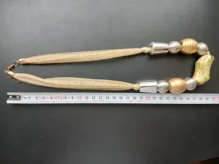 Collar Cuentas Doradas y Plateadas