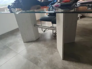Mesa de comedor cristal y madera