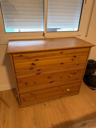 Cómoda rústica de madera 3 cajones