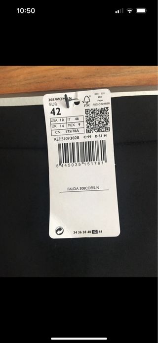 Falda Lápiz Negra Mango Talla 42