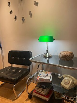 Lámpara de mesa Vintage Banquero Verde