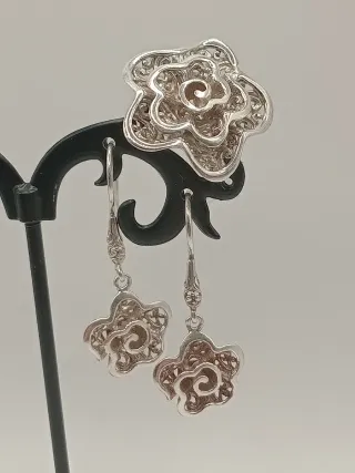 Set gioielli parure vintage orecchini argento 925