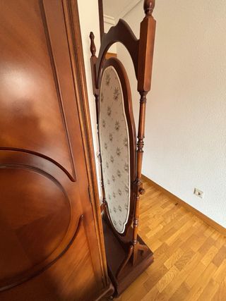 Espejo de pie madera maciza con cajón