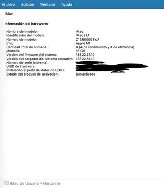 iMac 24” M1 16GB 512GB Plata