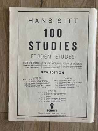 Libro de Violín Hans Sitt 4 libros