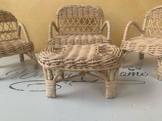 Set salotto in rattan per Barbie e bamboline
