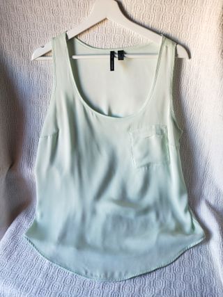 Camisa fluida Mango talla M tirantes verde mujer