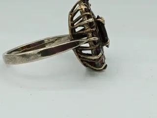 Anello Argento Pietre Rosse Misura 12