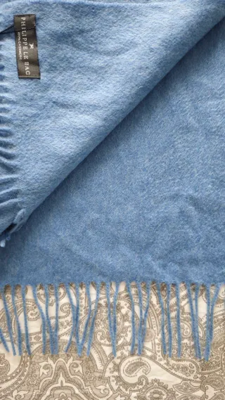 Bufanda Philippe Le Bac Azul Cachemira Pura