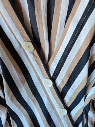 Camisa cruzada rayas negro marrón talla M/L mujer