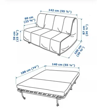 Sofá cama Ikea LYCKSELE 2 plazas beige