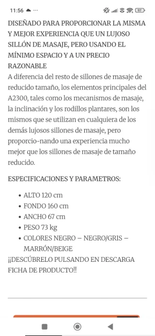 Sillón de Masaje A2300 United Fusion