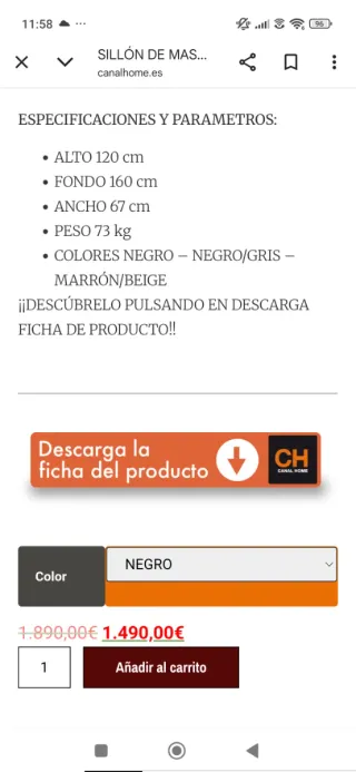 Sillón de Masaje A2300 United Fusion