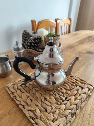 Juego té/café metal y cristal