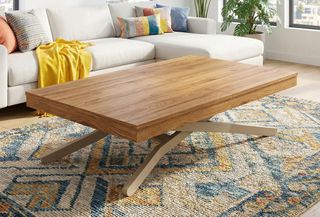 Mesa centro elevable extensible madera y metal