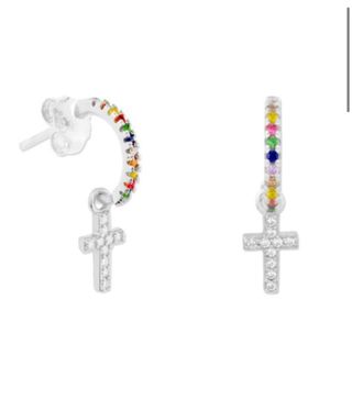 Pendientes Plata Ley cruz