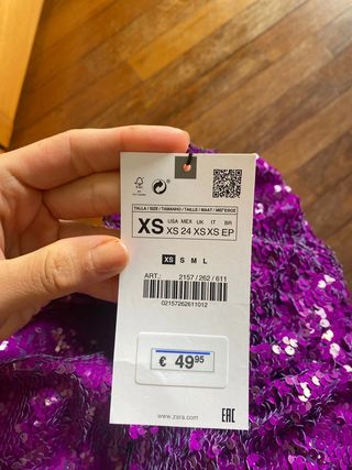 Falda midi drapeada lentejuelas morada Zara