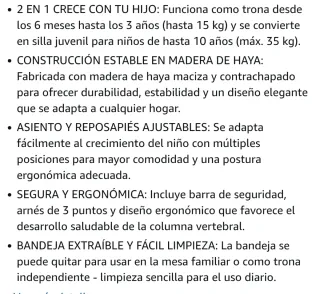 Trona KikkaBoo NORDY Madera Bebé Evolutiva