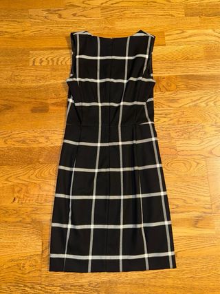 Vestido Mango Negro Cuadros Blanco Talla S